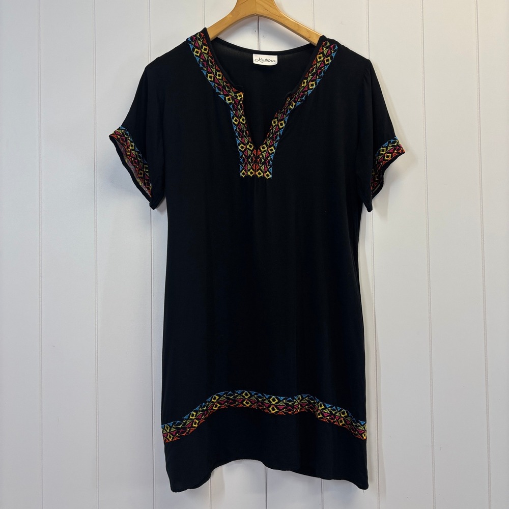 Katrina Boho Embroidered Tunic Dress Women Size M/L Beach Resortwear Festival